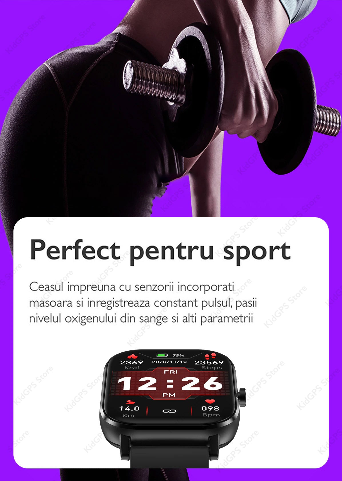 Ceas smartwatch femei TechON DT35+, Auriu Ceas smartwatch femei TechON DT35+, Auriu